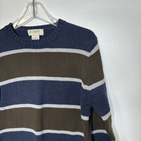J.Crew Striped Cotton Knit Sweater Blue Green Gray Small - Picture 2 of 6